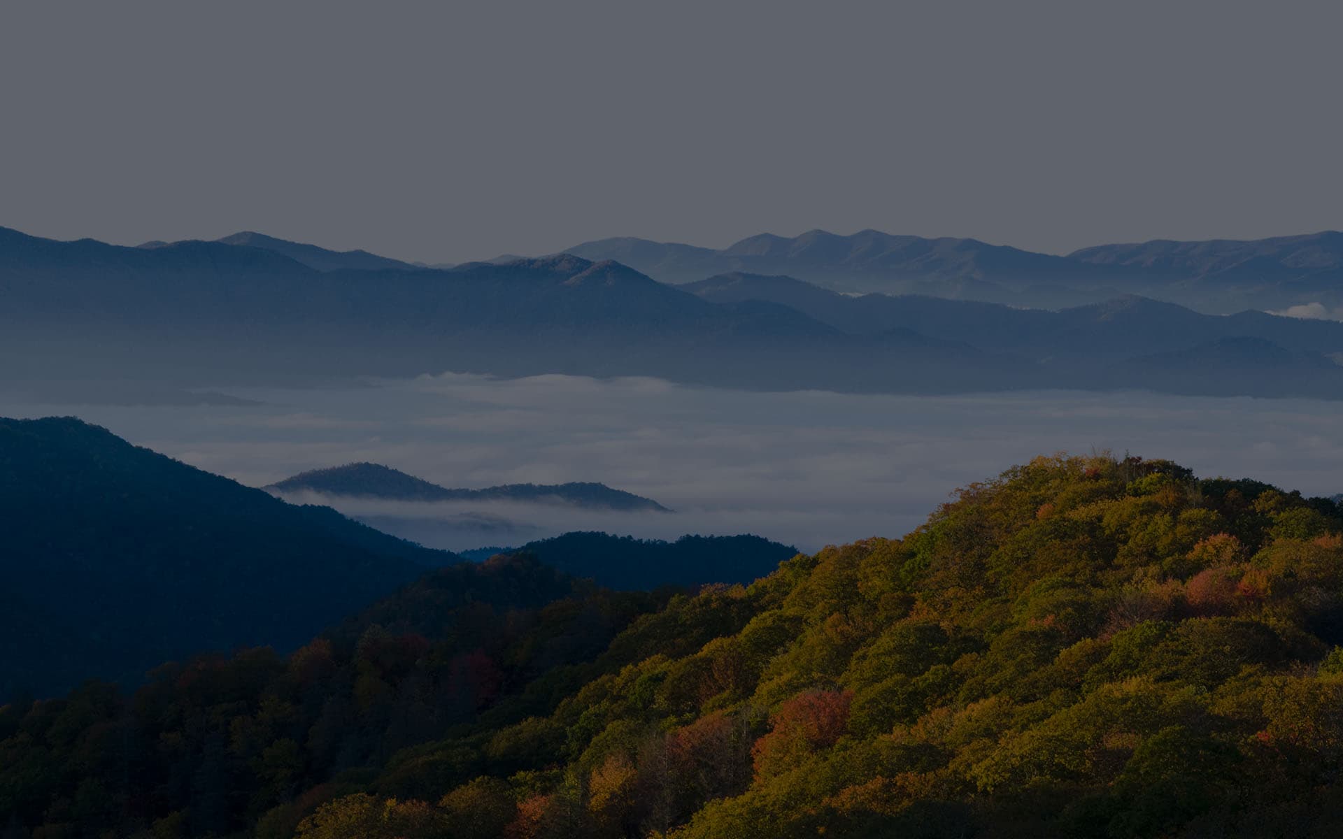 Misty Pocono Mountains at dawn