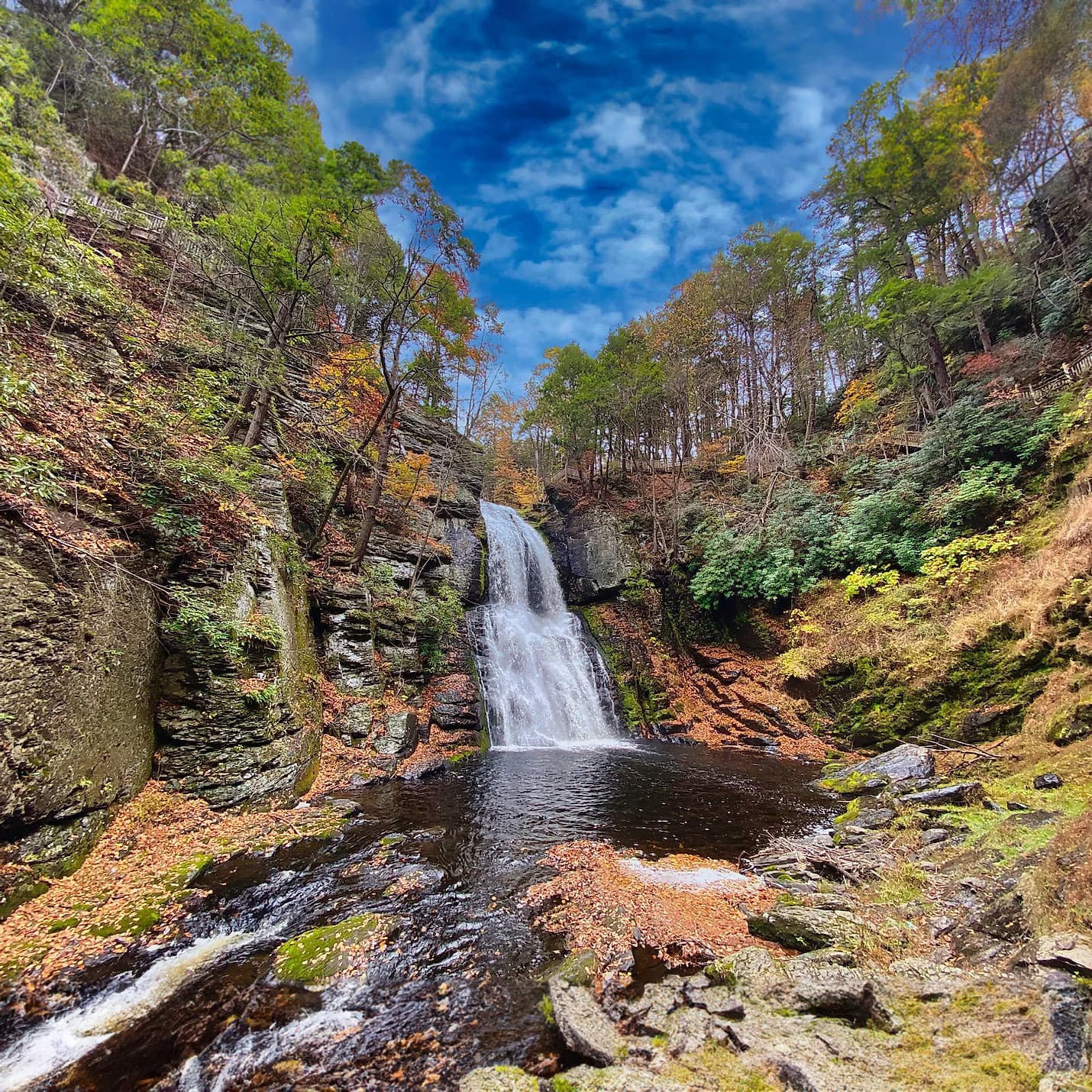 Bushkill Falls cascading through the Pocono Mountains