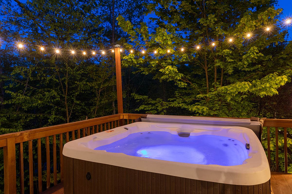 Hot tub on the deck at twilight